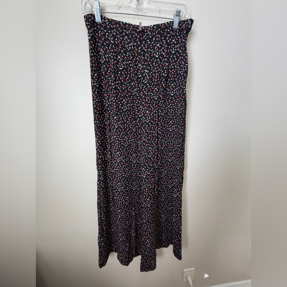 Free People Black and Red Patterned Wide Leg Pants